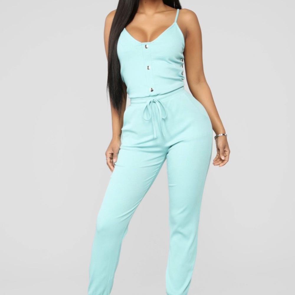 Mint jogger jumpsuit